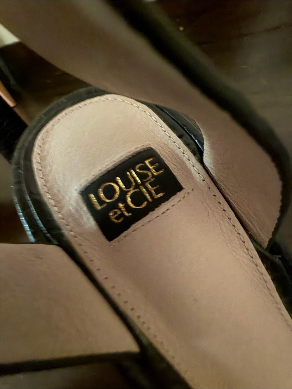 Louise et Cie Black and Nude Leather Mules